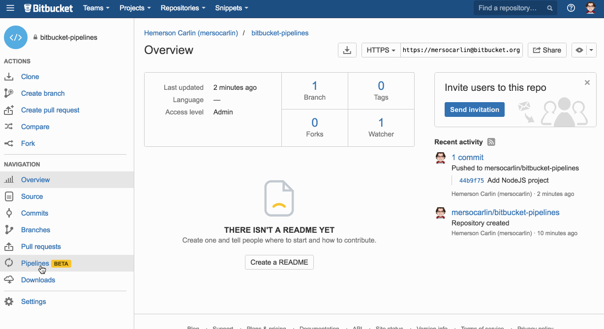 Activating Bitbucket Pipelines in your repository