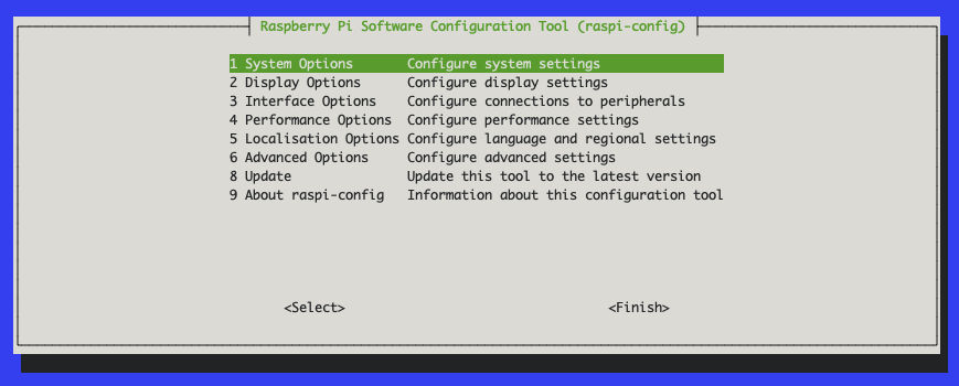 raspi-config's configuration interface